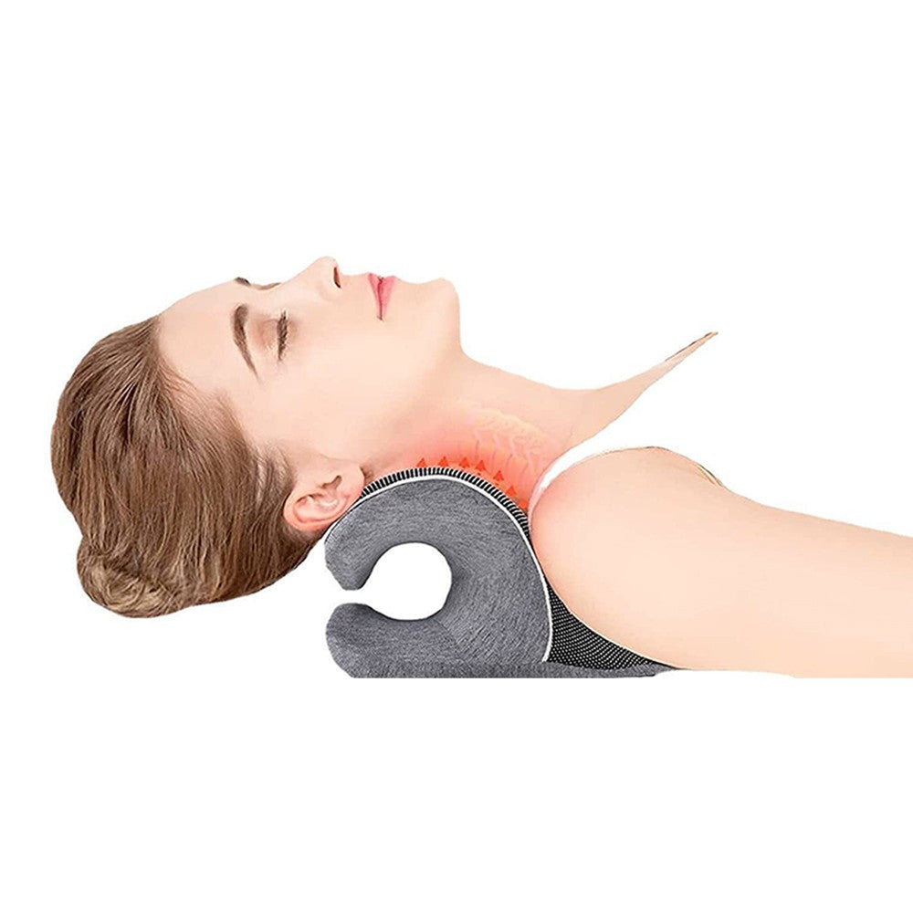 Cervical Traction Pillow Neck Stretcher Chiropractic Pillows with Magnetic Therapy Fabric Pillowcase