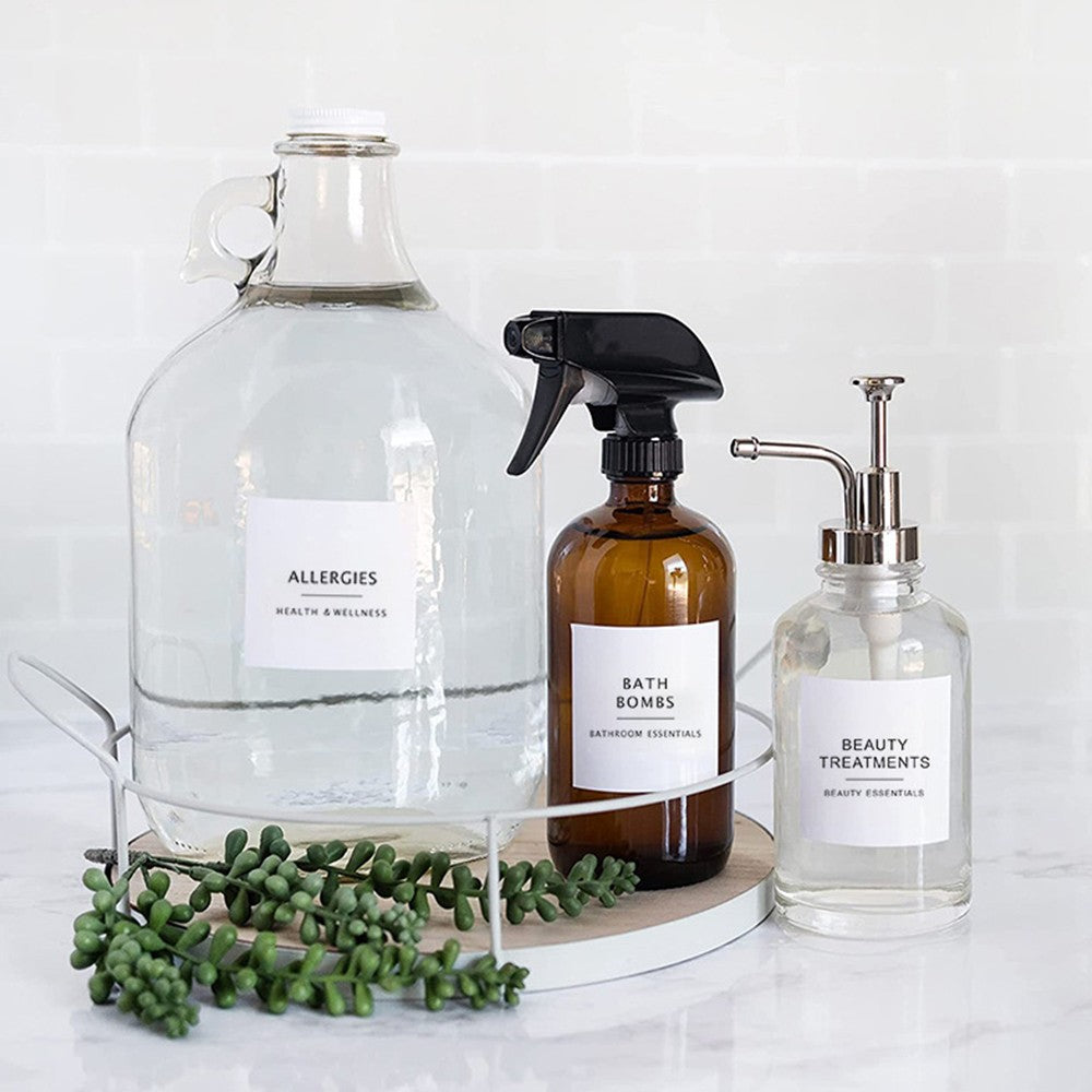 178Pcs Bathroom Bottles Label Set Water-resistant Shampoo Bottle Stickers Soap Dispenser Label