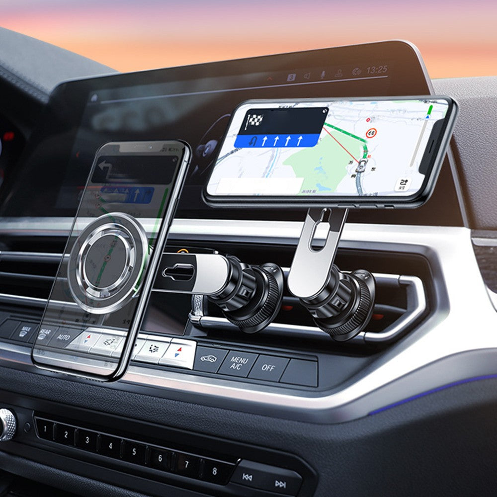 Magnetic Car Phone Holder Rotatable Car Vent Phone Mount with Magnetic Ring Fits All Smartphones Silver
