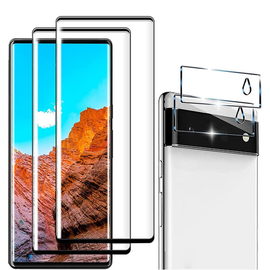 4Pcs for Google Pixel 6 Pro Tempered Glass Screen Protector and Camera Lens Protector Set