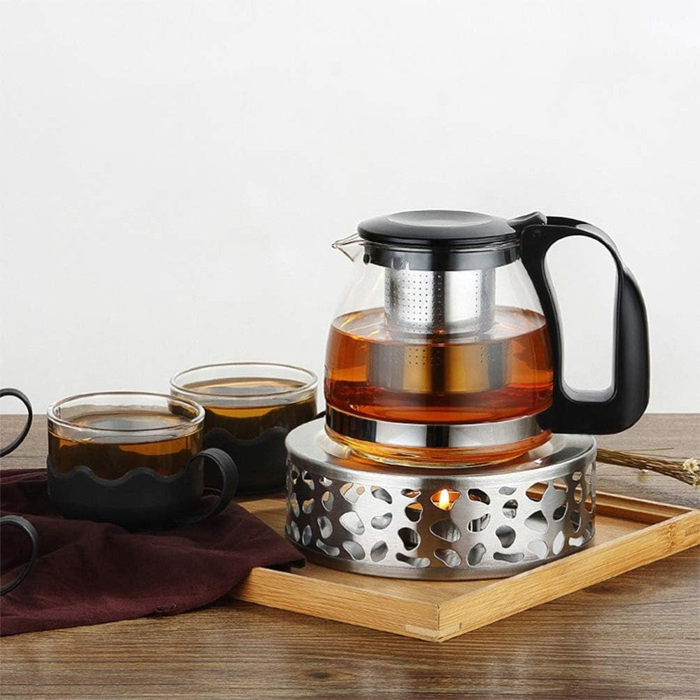 2 X Hollow Teapot Warmer with Tealight Holder Stainless Steel Coffee Heater Teapot Heating Stove