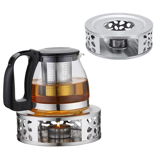2 X Hollow Teapot Warmer with Tealight Holder Stainless Steel Coffee Heater Teapot Heating Stove