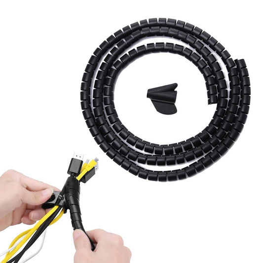 3M 10mm Spiral Cable Wrap Sleeve Cable Bundler Manager Wire Protector Sleeve Cord Organizer Black