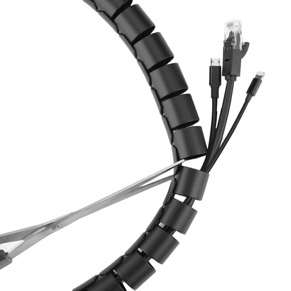 3M 10mm Spiral Cable Wrap Sleeve Cable Bundler Manager Wire Protector Sleeve Cord Organizer Black