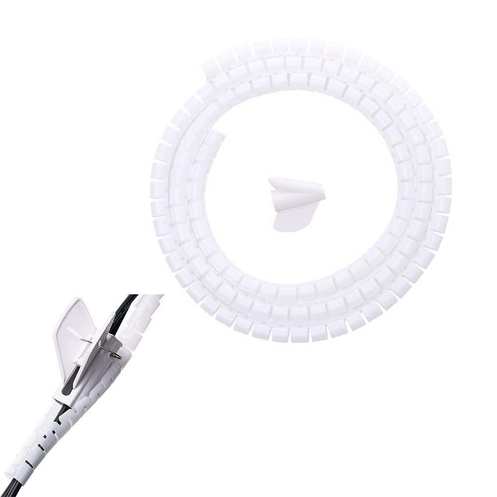 3M 10mm Spiral Cable Wrap Sleeve Cable Bundler Manager Wire Protector Sleeve Cord Organizer White