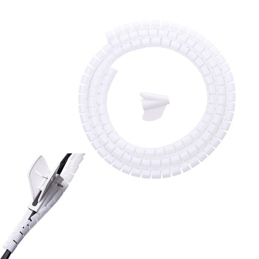 3M 10mm Spiral Cable Wrap Sleeve Cable Bundler Manager Wire Protector Sleeve Cord Organizer White