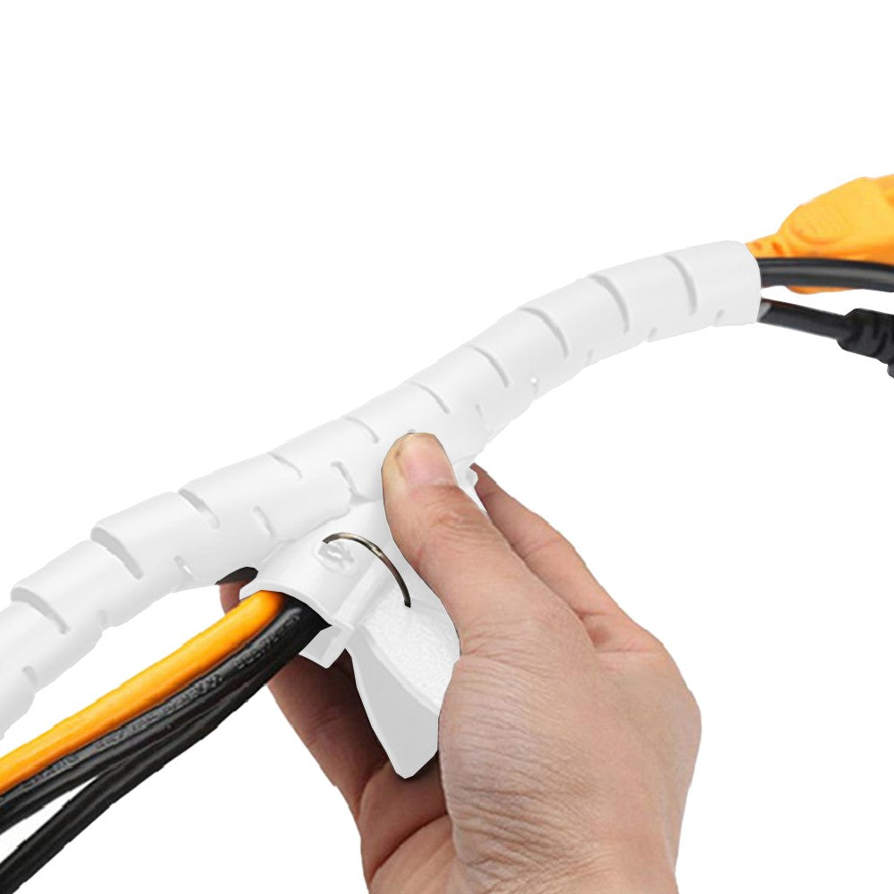 3M 10mm Spiral Cable Wrap Sleeve Cable Bundler Manager Wire Protector Sleeve Cord Organizer White
