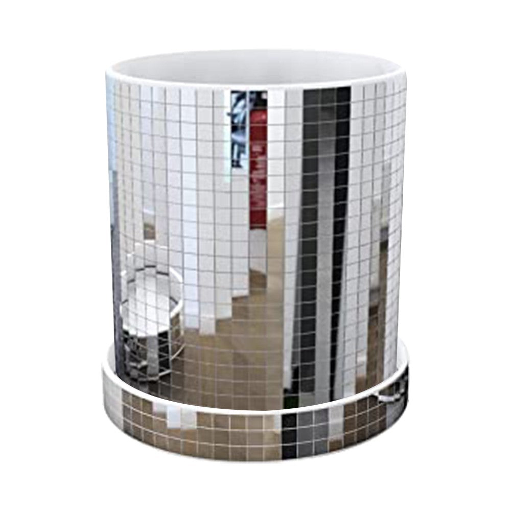 2 X Disco Ball Planter Pot with Base Mirror Ceramic Vase Modern Home Decor