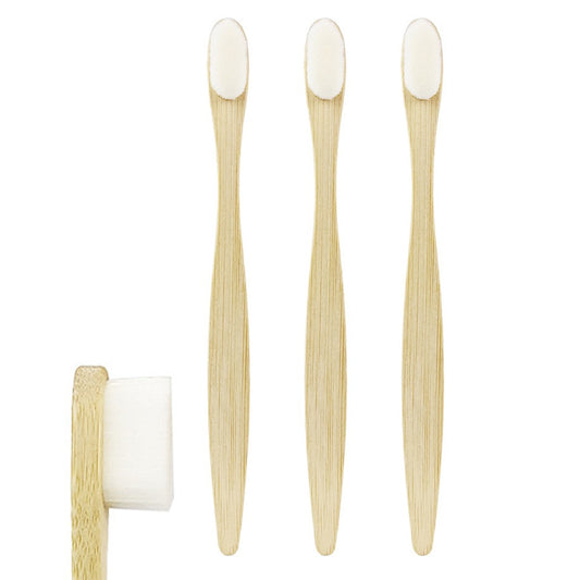 3Pcs Bamboo Handle Toothbrush Soft-Bristle Toothbrush for Oral Care White
