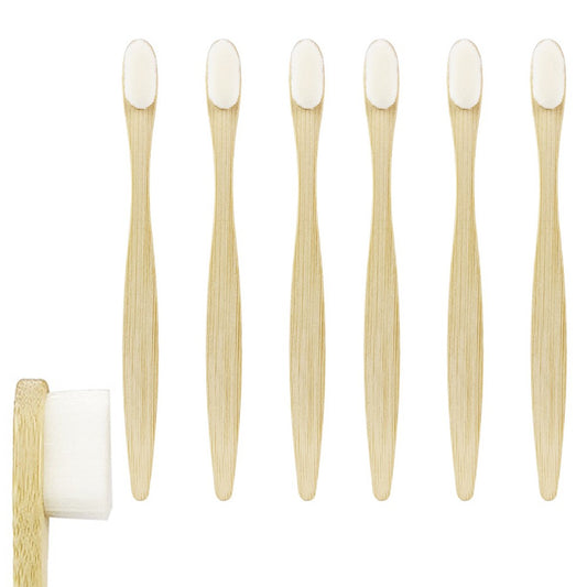 6Pcs Bamboo Handle Toothbrush Soft-Bristle Toothbrush for Oral Care White