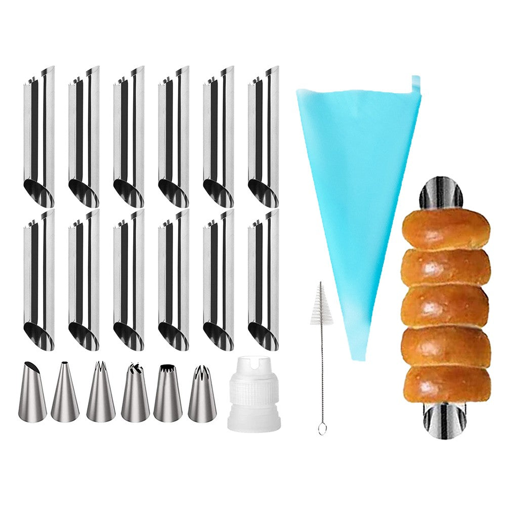 1 X Set of 21Pcs Cake Bread Baking Tool Pastry Cannoli Form Tube Cream Horn Mold