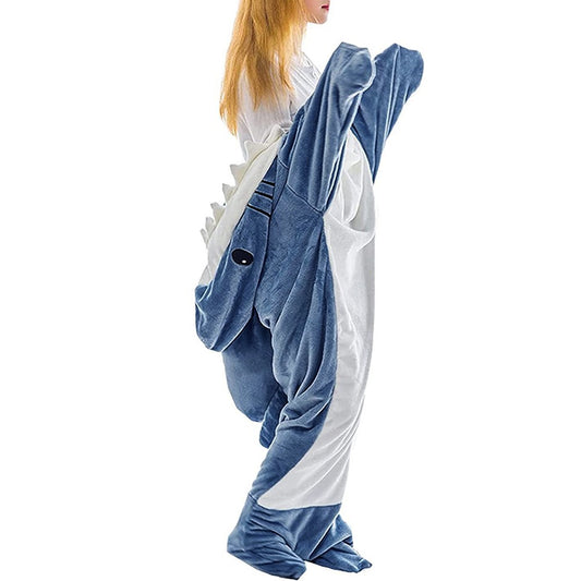 Shark Hoodie Blanket Hooded Blanket Cartoon Sleeping Bag Flannel Wearable Throw Blanket