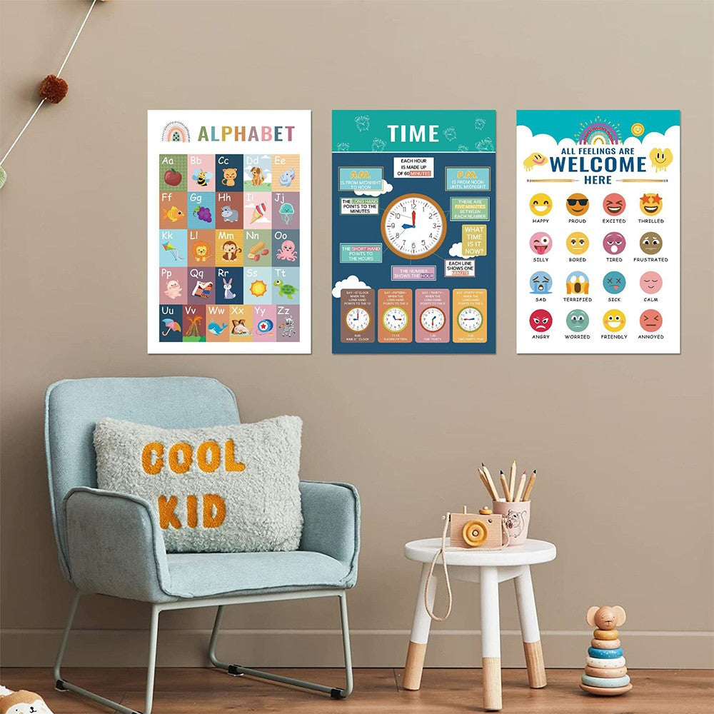 32 Sheets Kids Early Educational Poster Toddler Learning Poster for Kindergarten