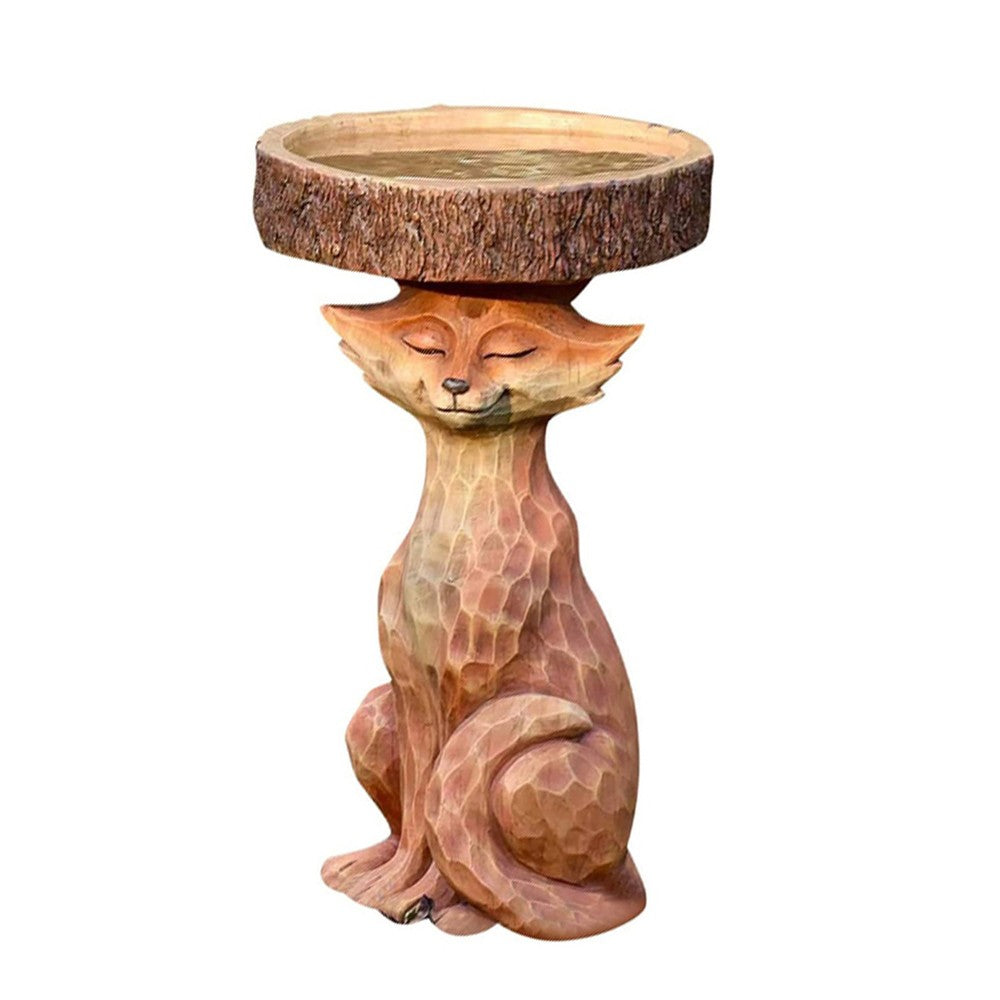 Garden Animal Figurine Bird Feeder Resin Bird Water Feeder Yard Decor Fox Style