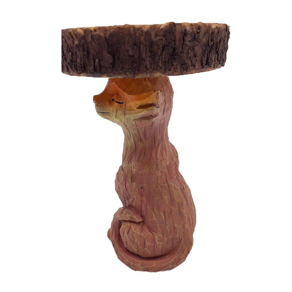 Garden Animal Figurine Bird Feeder Resin Bird Water Feeder Yard Decor Fox Style