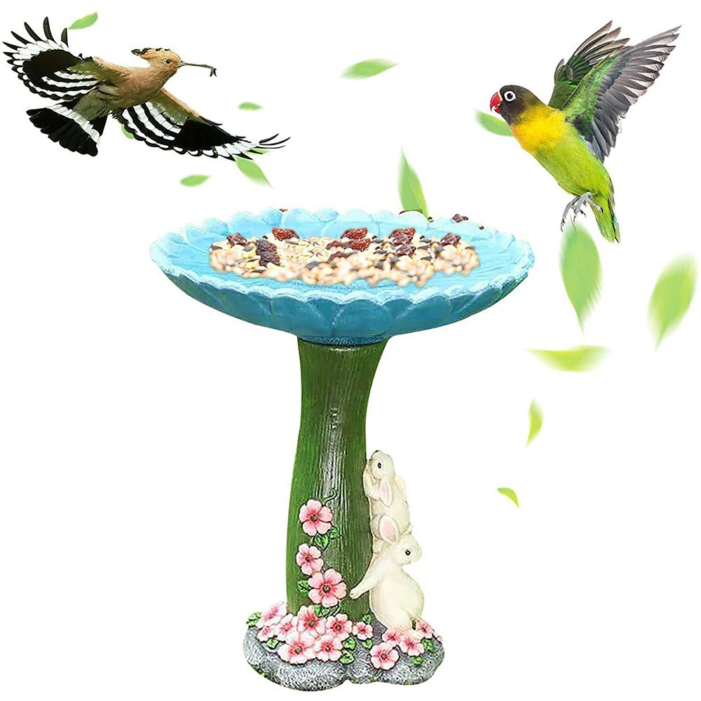 Garden Animal Figurine Bird Feeder Resin Bird Water Feeder Yard Decor Rabbit Style