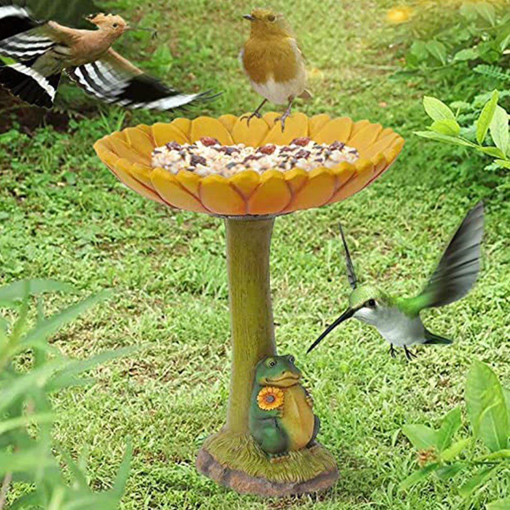Garden Animal Figurine Bird Feeder Resin Bird Water Feeder Yard Decor Frog Style
