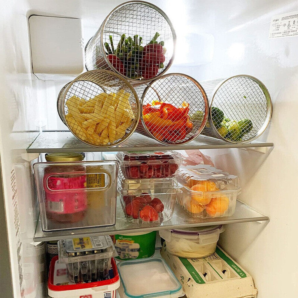 30cm BBQ Grill Basket Stainless Steel Rolling Grilling Basket Grill Roaster