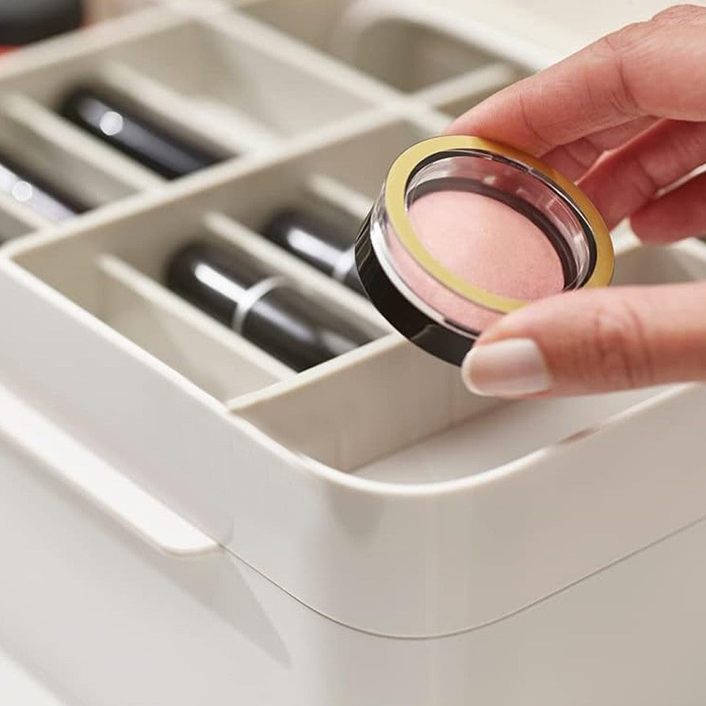 Makeup Holder Cosmetic Organizer Cosmetic Storage Box with Removable Mirror