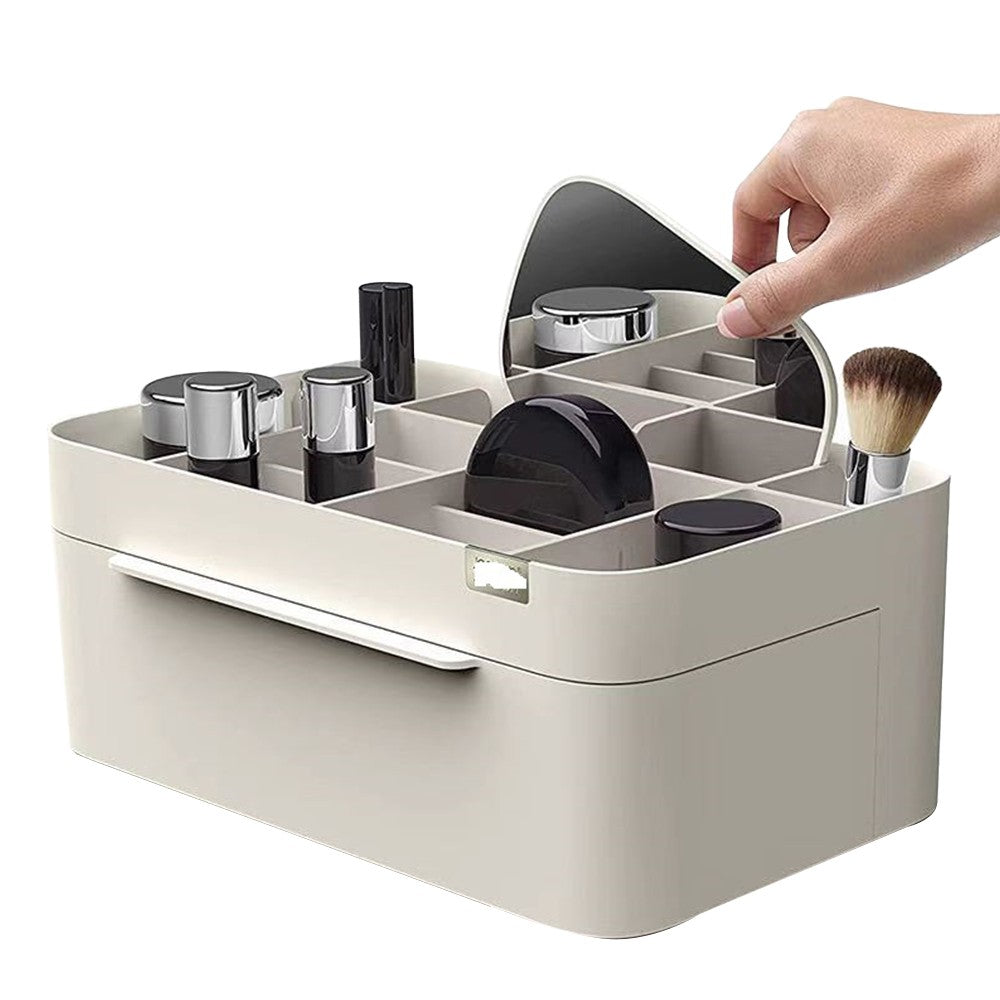 Makeup Holder Cosmetic Organizer Cosmetic Storage Box with Removable Mirror