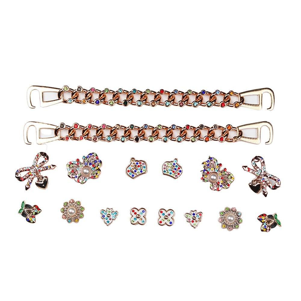 1 X Set of 16Pcs Bling Shoe Charms Butterfly Design Shoe Decoration for Women Girls