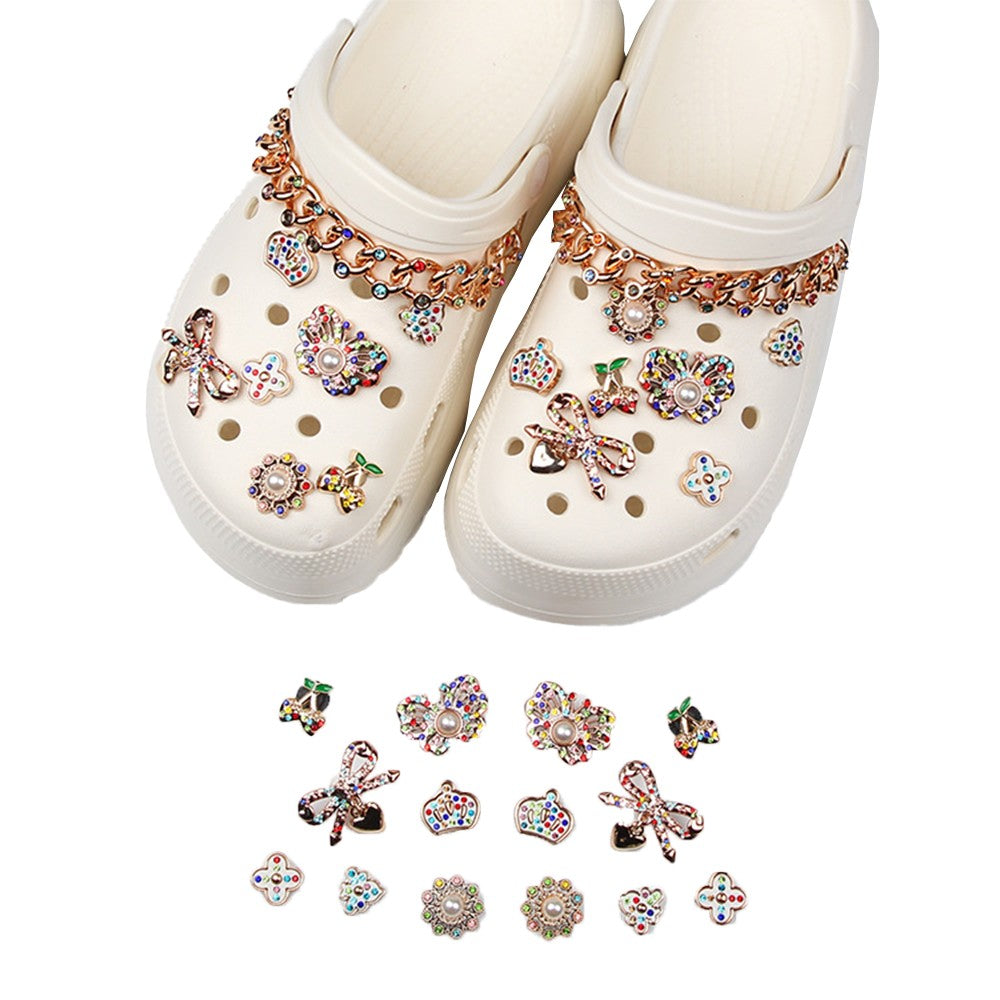 2 X Set of 16Pcs Bling Shoe Charms Butterfly Design Shoe Decoration for Women Girls