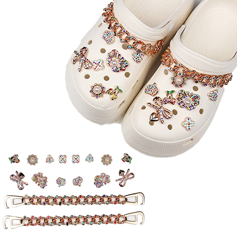 2 X Set of 16Pcs Bling Shoe Charms Butterfly Design Shoe Decoration for Women Girls