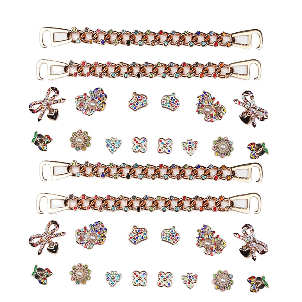 2 X Set of 16Pcs Bling Shoe Charms Butterfly Design Shoe Decoration for Women Girls