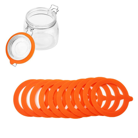 10Pcs Replacement Silicone Gasket Leak Proof Seal Ring for Mason Jar Lids Orange