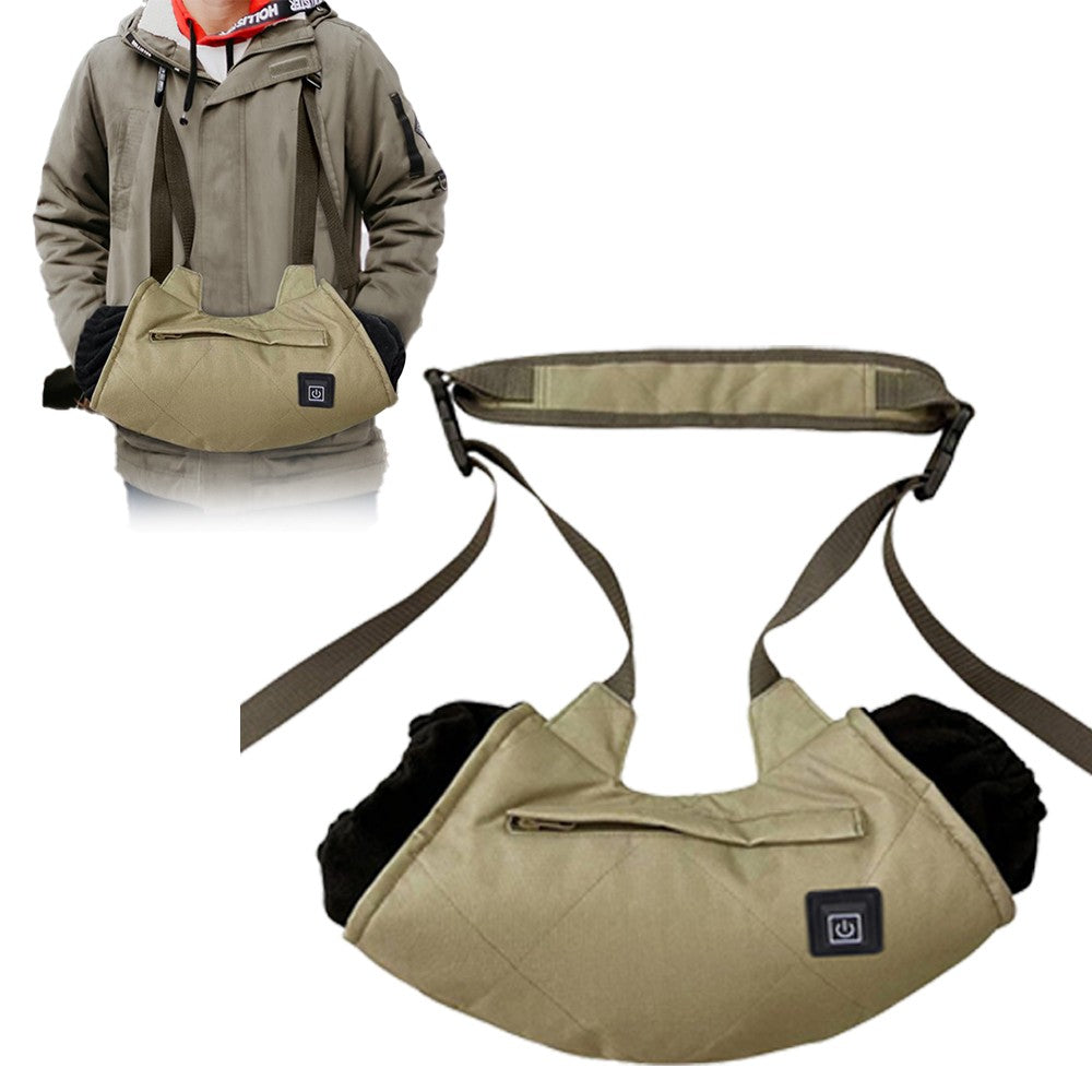 Winter Heated Hand Muff Hand Warmer with Pockets USB Hand Warming Muff Khaki