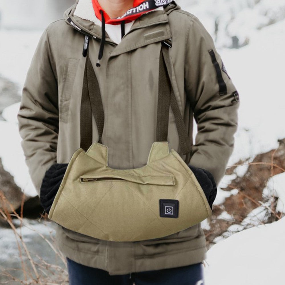 Winter Heated Hand Muff Hand Warmer with Pockets USB Hand Warming Muff Khaki