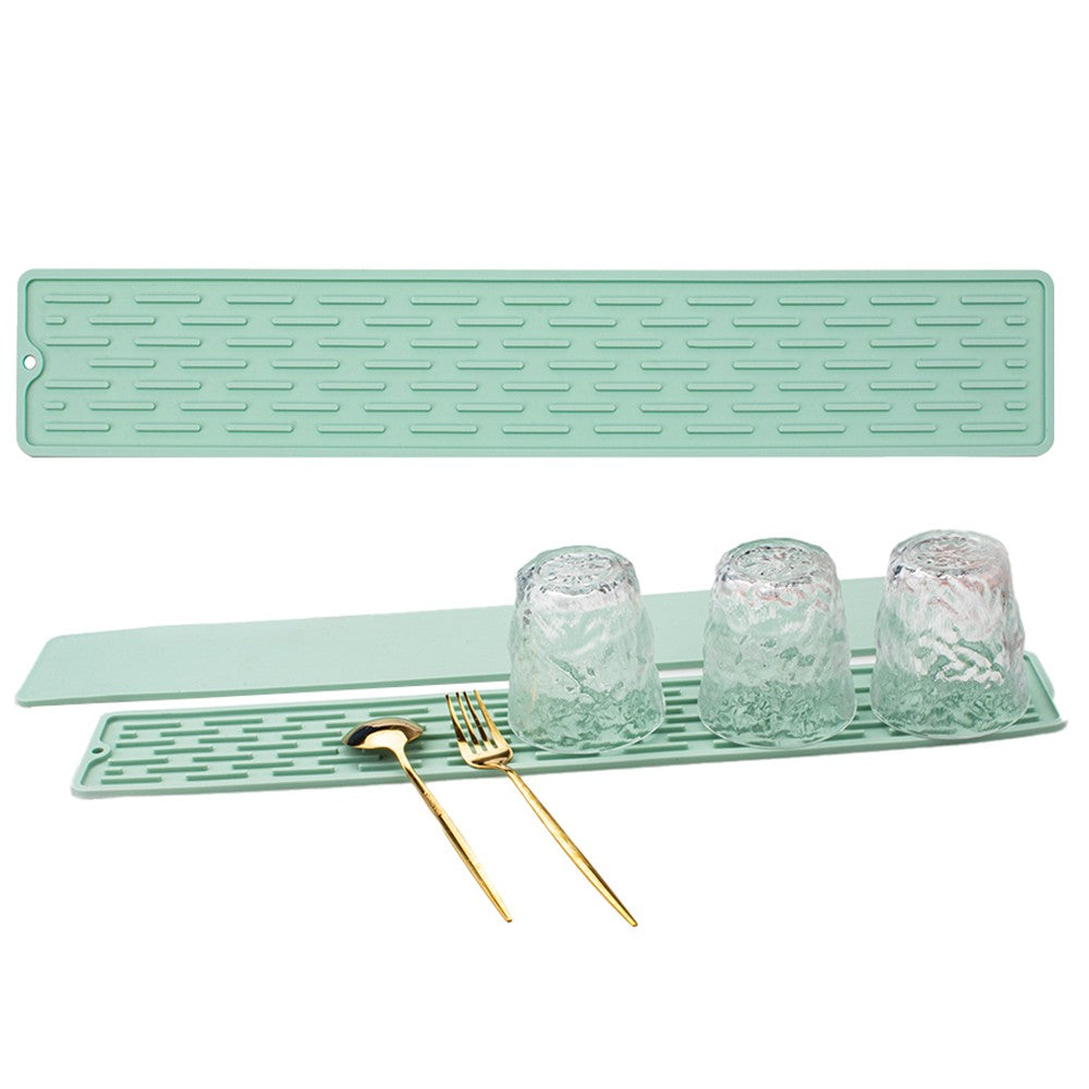 Silicone Sink Splash Guard Mat Faucet Water Catcher Mat Dish Drainer Pad Green