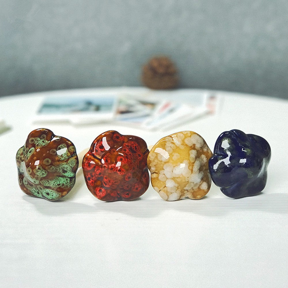 1 X Set of 4Pcs Mushroom Statue Ornament Ceramic Miniature Mushroom Figurines Pot Decor