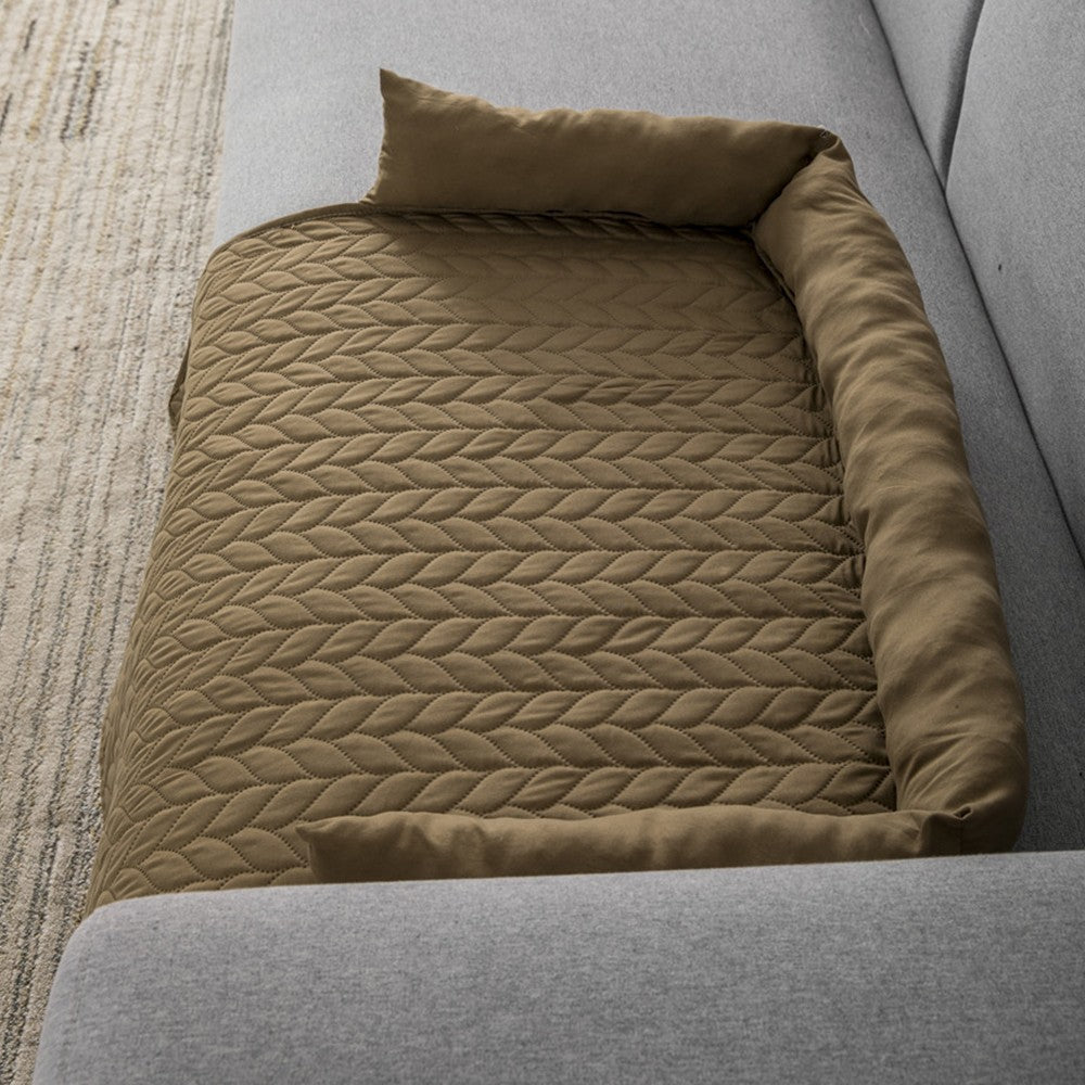 90x120cm Pet Sofa Bed Dog Cat Couch Pad Anti-slip Pet Bed Mat Sofa Protector Khaki