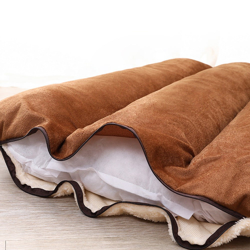 120x80cm Reversible Pet Crate Bed Thick Pet Kennel Cushion Pet Car Seat Pad Beige