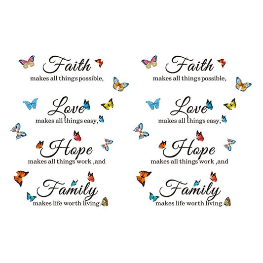 2 Sets of Butterfly Decal Wall Sticker Inspirational Quotes Sticker for Home Office Decor