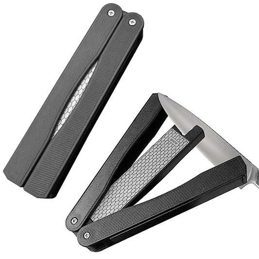 400/600 Grit Foldable Knife Sharpener Handheld Double-sided Diamond Whetstone for Outdoor Camping Kitchen