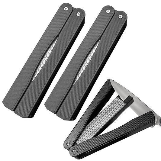 2Pcs 400/600 Grit Foldable Knife Sharpener Handheld Double-sided Diamond Whetstone for Outdoor Camping Kitchen