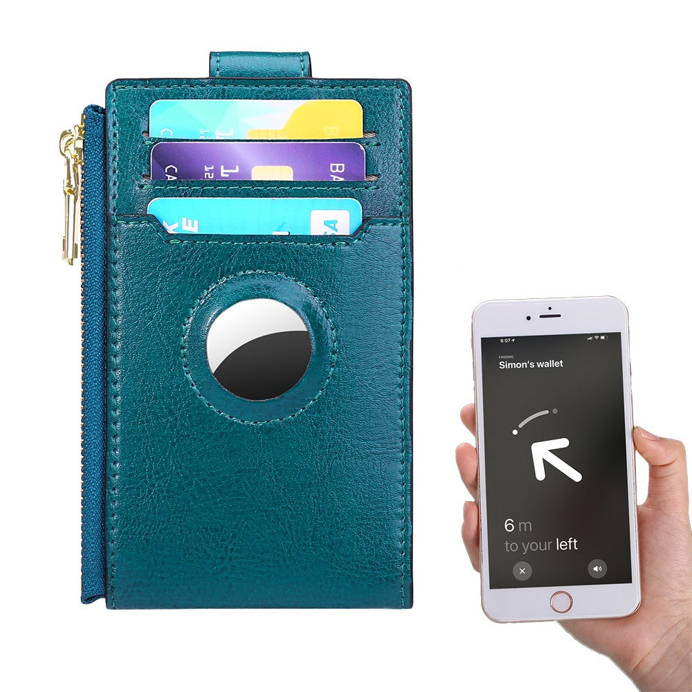 Womens RFID Blocking Wallet with AirTag Slot Bifold Credit Card Holder Peacock Blue