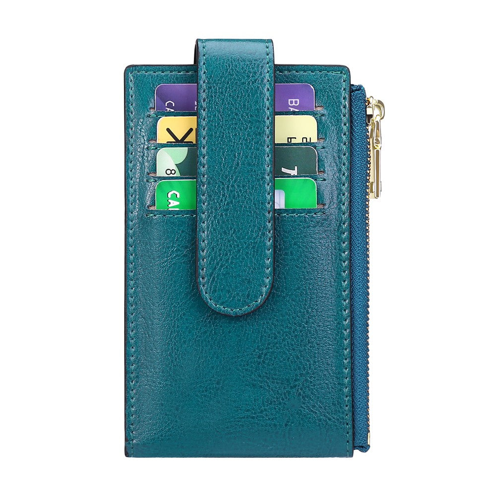 Womens RFID Blocking Wallet with AirTag Slot Bifold Credit Card Holder Peacock Blue