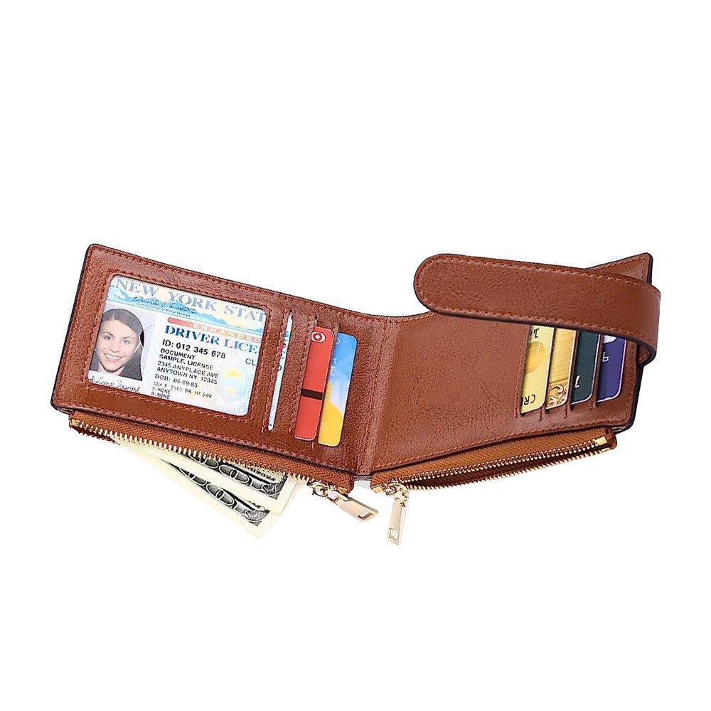 Credit Card Wallet for AirTag RFID Blocking Money Holder Zipper Wallet