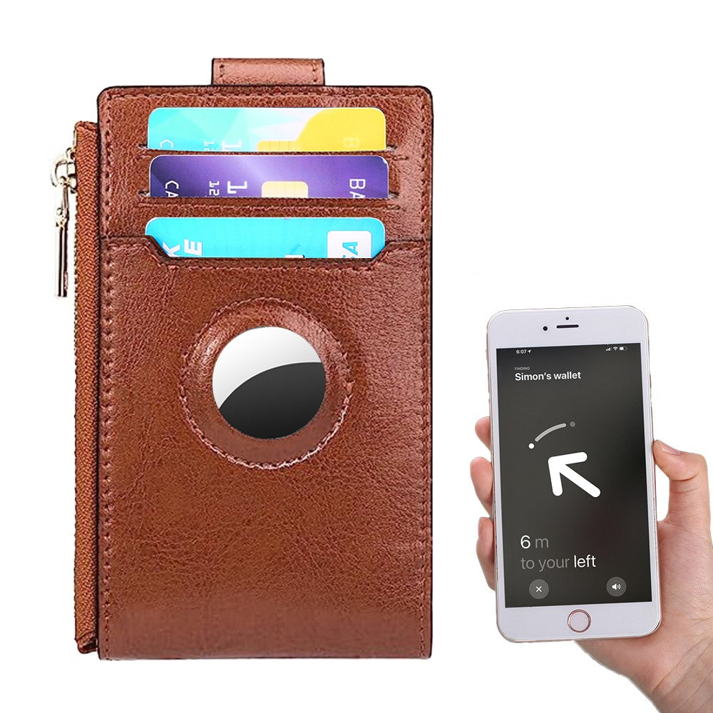 Credit Card Wallet for AirTag RFID Blocking Money Holder Zipper Wallet