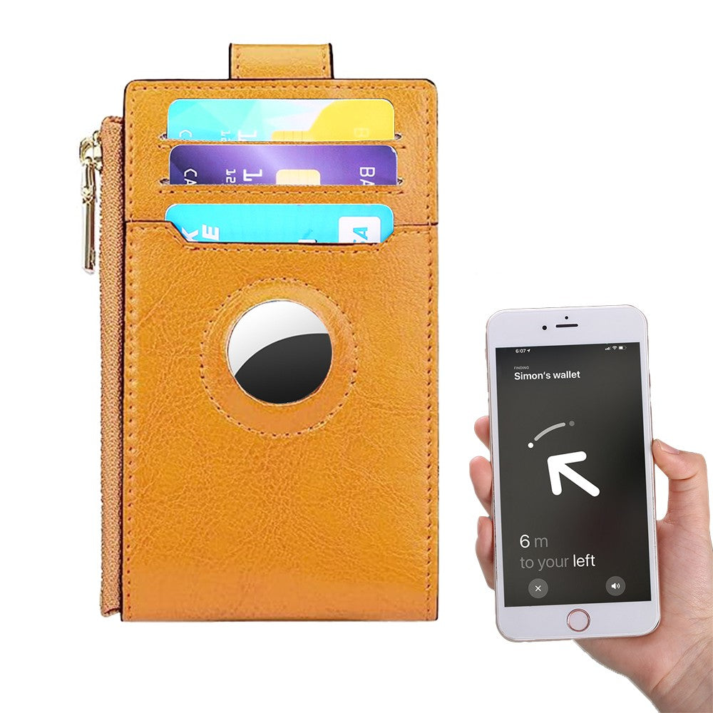 Womens RFID Blocking Wallet with AirTag Slot Bifold Credit Card Holder Yellow