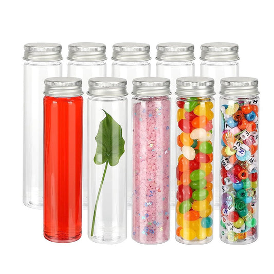 10Pcs 110ml Clear Glass Test Tubes with Caps for Powder Liquid Storage DIY Home Decoration
