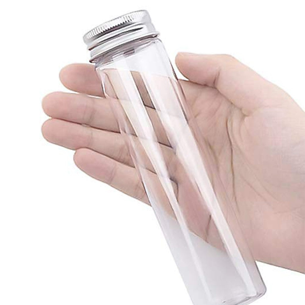 10Pcs 110ml Clear Glass Test Tubes with Caps for Powder Liquid Storage DIY Home Decoration