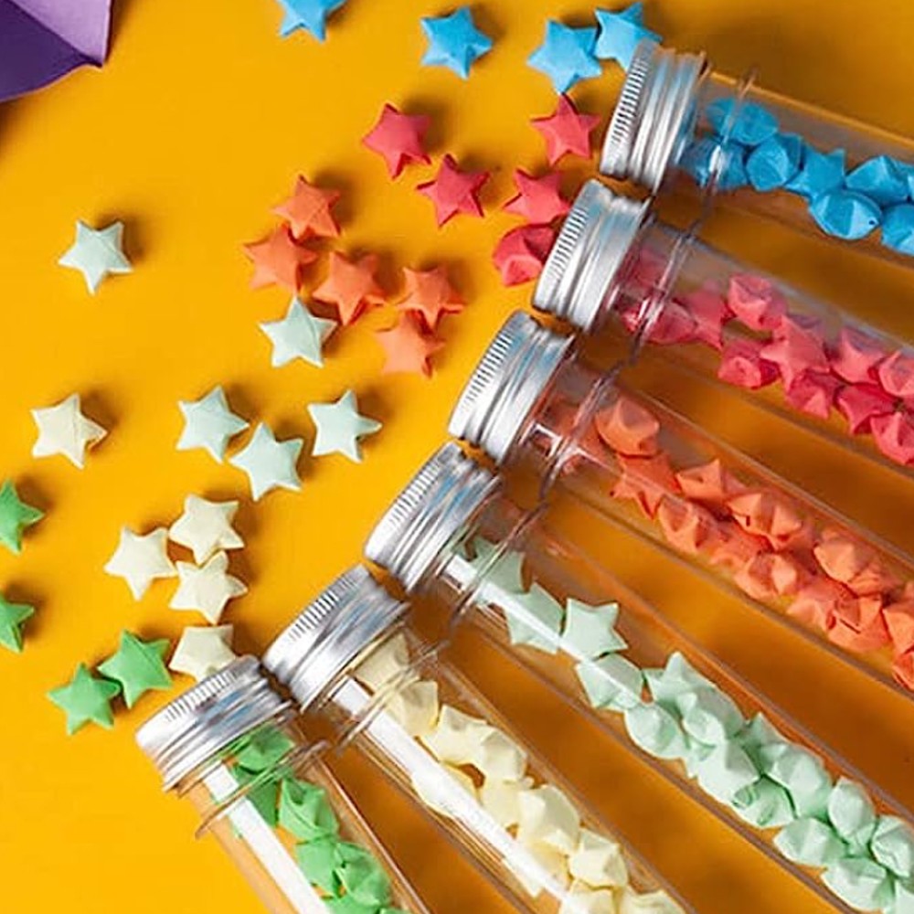 10Pcs 110ml Clear Glass Test Tubes with Caps for Powder Liquid Storage DIY Home Decoration