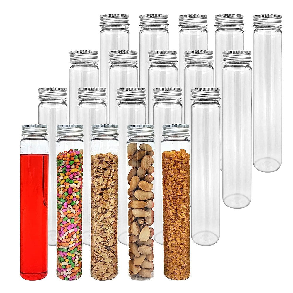20Pcs 110ml Clear Glass Test Tubes with Caps for Powder Liquid Storage DIY Home Decoration