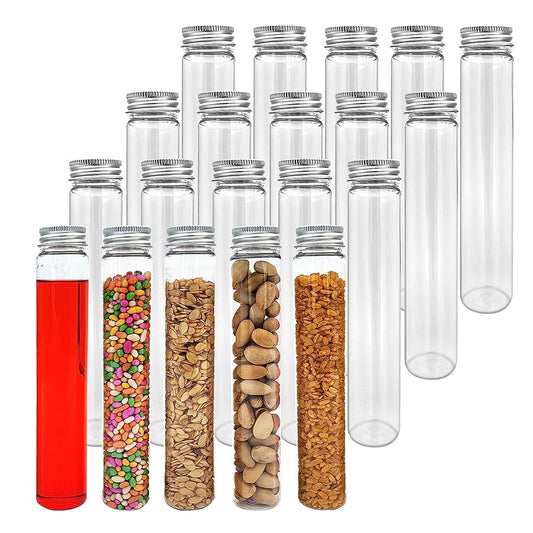 20Pcs 110ml Clear Glass Test Tubes with Caps for Powder Liquid Storage DIY Home Decoration