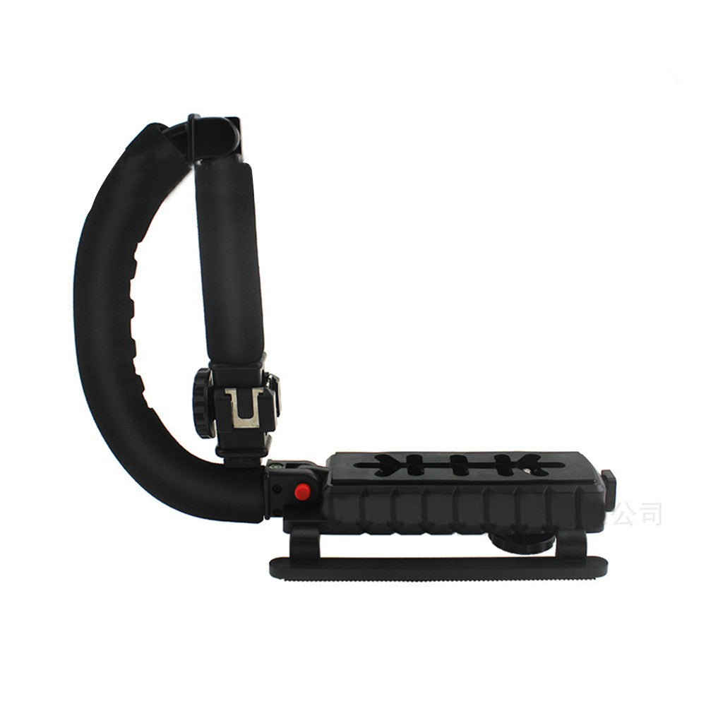 1 X Handheld Video Stabilizer Rig Handle Grip with Phone Holder and Triple Hot Shoe Mount
