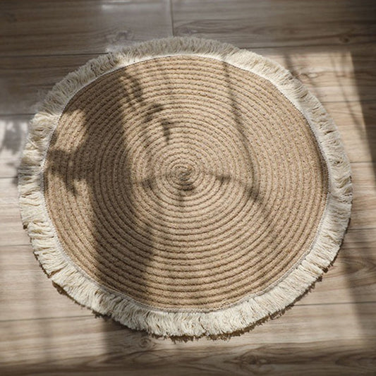 80cm Round Woven Floor Mat Anti Slip Braided Carpet Home Decoration Style 1